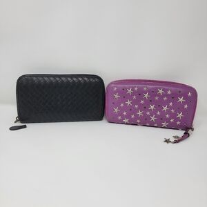 BUNDLE OF 2- Bottega Weave Zip Wallet & Jimmy Choo Star Studded Zip Wallet